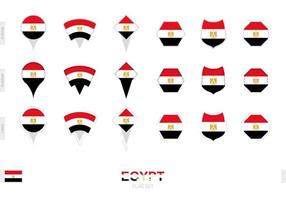 Collection of the Egypt flag in different shapes and with three different effects. vector