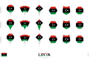 Collection of the Libya flag in different shapes and with three different effects. vector