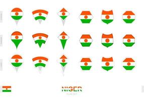 Collection of the Niger flag in different shapes and with three different effects. vector