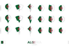 Collection of the Algeria flag in different shapes and with three different effects. vector