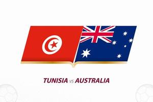 Tunisia vs Australia in Football Competition, Group A. Versus icon on Football background. vector