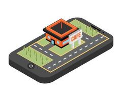 illustration of a building on a smartphone. on white background vector