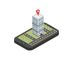 illustration of a building on a smartphone. on white background vector