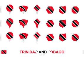 Collection of the Trinidad and Tobago flag in different shapes and with three different effects. vector