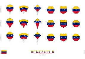 Collection of the Venezuela flag in different shapes and with three different effects. vector