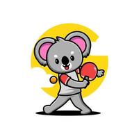 Cute koala playing table tennis vector