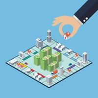 Real estate investment concept on board game vector