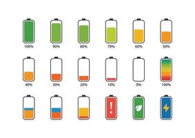 Battery percentage icon set vector