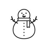 vector de diseño de estilo de esquema de icono de muñeco de nieve