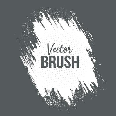 Hand drawn white color abstract paint brush stroke with halftone effect