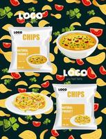chips packaging template vector art colorful