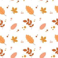 patrón sin costuras con bellotas y hojas de otoño. perfecto para papel tapiz, papel de regalo, rellenos de patrón, fondo de página web, tarjetas de felicitación de otoño. vector