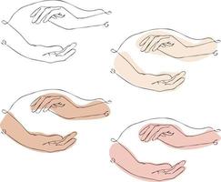 Hands one line drawing vector