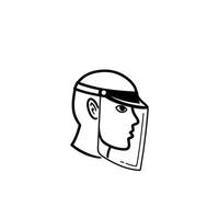 Man Head Wearing Face Shield illustration vector