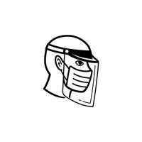 Man Head wearing Medical Mask and Face Shield illustration vector