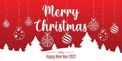 merry christmas ball decoration banner festival design vector