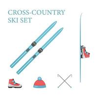 Cross-country ski set. vector illustration