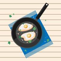 Two fried eggs in a frying pan. vector illustration