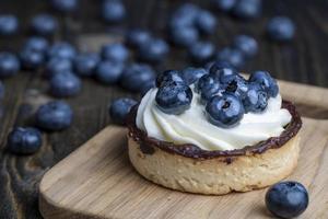 Tartlet with cream and blueberry flavor photo