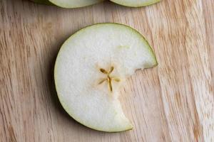 Sliced pear on the table photo