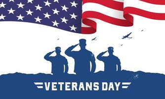 Veteran's day poster.Honoring all who served. Veteran's day illustration with american flag and soldiers vector