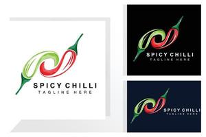 diseño de logotipo de chile picante, ilustración de vegetales rojos, ingredientes de cocina, productos de marca de vector de chile caliente