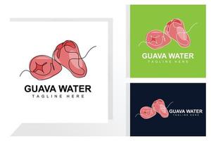 vector de diseño de logotipo de guayaba de agua con estilo de línea ilustración de mercado de fruta fresca planta de vitamina