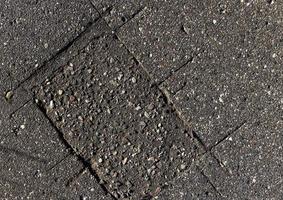 Damaged asphalt pavement , close up photo