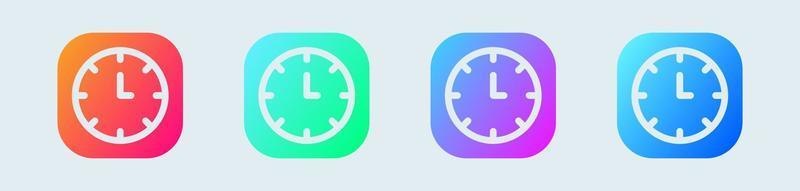 Clock solid icon in gradient colors. Time signs vector illustration