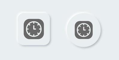 Clock solid icon in neomorphic design style. Time signs vector illustration