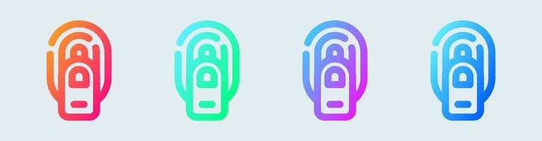 Fingerprint line icon in gradient colors. Biometric signs vector illustration.