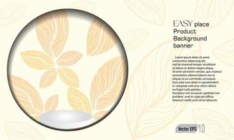 banner de productos naturales, plataforma de podio con formas geométricas y fondo natural, ilustración de papel y papel 3d. vector