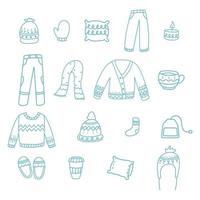 Hand drawn hygge icon collection vector