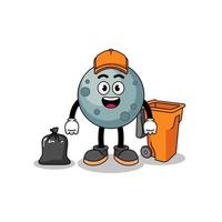 Illustration of asteroid cartoon as a garbage collector vector