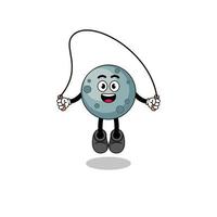 asteroid mascot cartoon is playing skipping rope vector