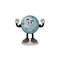 Mascot cartoon of asteroid posing with muscle vector