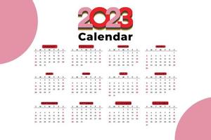 2023 new year calendar template for business stationery vector