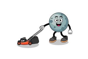 asteroid illustration cartoon holding lawn mower vector