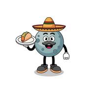 caricatura de personaje de asteroide como chef mexicano vector