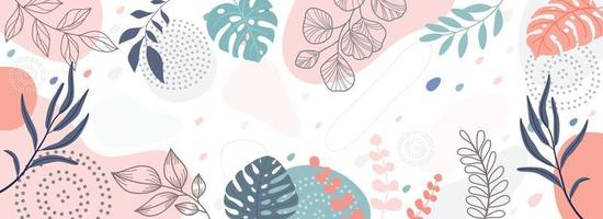 diseño banner marco flor primavera fondo con hermosa. fondo de flores para el diseño. fondo colorido con plantas tropicales. lugar para su texto. vector