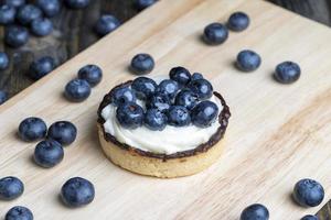 Tartlet with cream and blueberry flavor photo