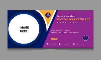 Corporate digital marketplace business social media Facebook cover design template vector