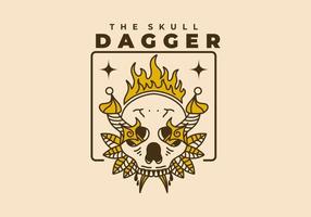 Vintage art illustration of a skull and dagger vector