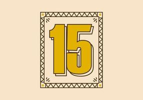 Vintage rectangle frame with number 15 on it vector