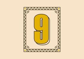 Vintage rectangle frame with number 9 on it vector