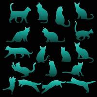 sitting cat silhouette with different position vector