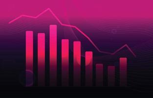 Abajo gráfico de barras de fluctuación negativa depreciación negocio recesión económica vector