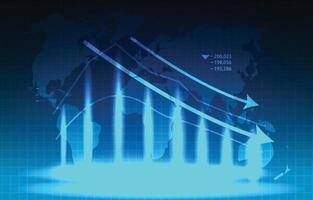 Cool Light Negative Bar Graph Chart Depreciation Business Economic Recession vector