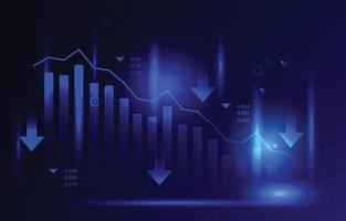 gráfico de barras negativas de luz azul gráfico de depreciación recesión económica empresarial vector