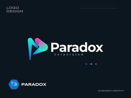 diseño abstracto y creativo del logotipo de la letra p con un estilo de mezcla colorido. adecuado para logotipos de negocios y tecnología vector